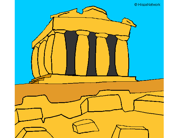 Disegno Partenone pitturato su andrea