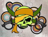 Disegno Simbolo pirata pitturato su Squalo