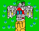 Disegno Totem pitturato su Squalo