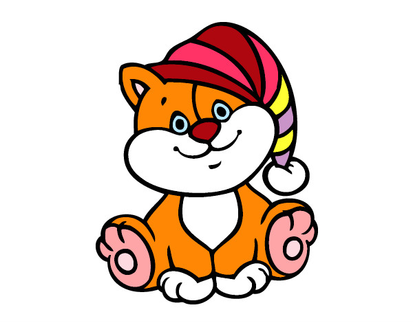 Disegno Gatto con cappello pitturato su OrianaC