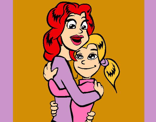 Disegno Madre e figlia abbracciate pitturato su OrianaC
