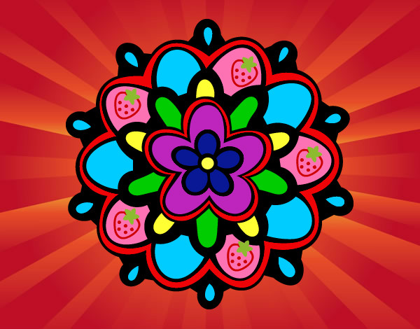 Disegno Mandala un fiore pitturato su Farfallina