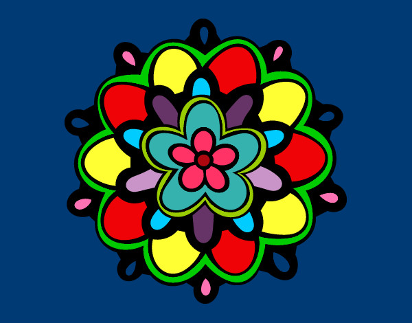 Disegno Mandala un fiore pitturato su saretta