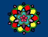 Disegno Mandala un fiore pitturato su saretta