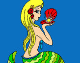 Disegno Sirena e perla  pitturato su Ste99