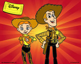 Disegno Jessie e Woody pitturato su clelia 