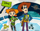 Disegno Jessie e Woody pitturato su helena