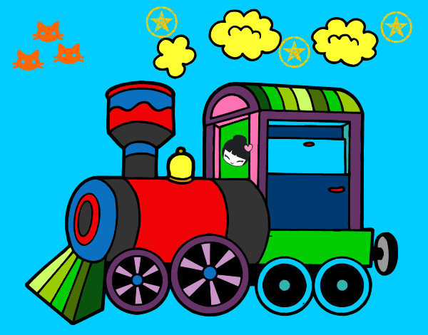 Disegno Locomotiva a vapore pitturato su clelia 
