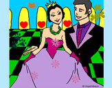 Disegno Principessa e principe al ballo  pitturato su helena