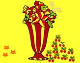 Disegno Vaso di fiori 2a pitturato su clelia 