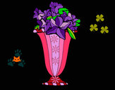 Disegno Vaso di fiori 2a pitturato su helena