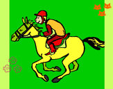 Disegno Corsa di cavalli  pitturato su clelia 