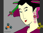 Disegno Geisha pitturato su helena