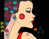 Disegno Profilo di Geisha  pitturato su helena