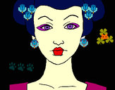 Disegno Viso di Geisha pitturato su helena