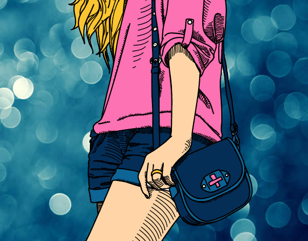 Disegno Ragazza con borsa pitturato su Avril