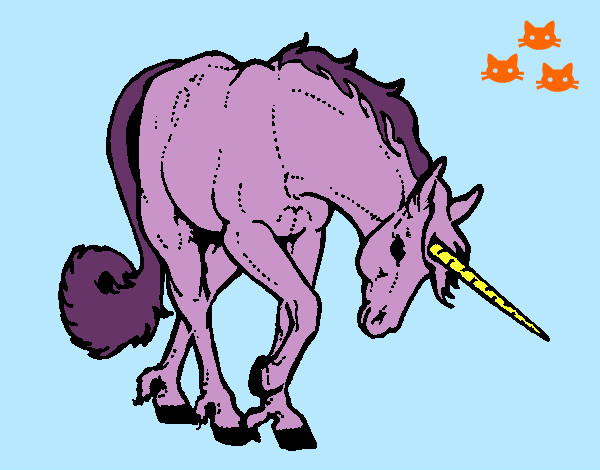 Disegno Unicorno brado  pitturato su clelia 