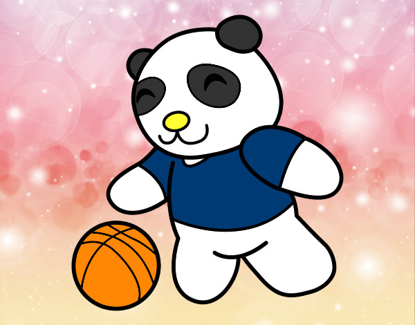 Disegno Panda con pallone pitturato su fefecolour