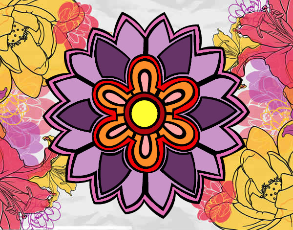 Disegno Fiore a forma di mandala weiss pitturato su lilu1653