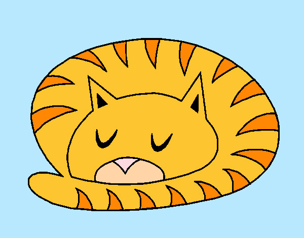 Disegno Gatto addormentato  pitturato su nicoemma