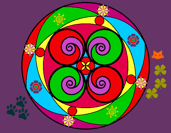 Disegno Mandala 5 pitturato su helena