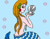Disegno Sirena e perla  pitturato su lori 