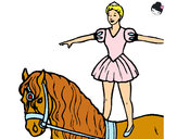 Disegno Trapezista in groppa al cavallo pitturato su lau452000