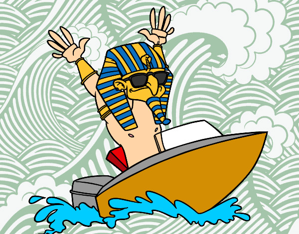 Disegno Egiziano navigatore pitturato su matylan