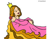 Disegno Principessa rilassata  pitturato su matylan