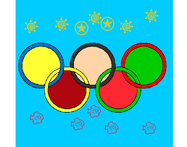 Disegno Anelli dei giochi olimpici  pitturato su coretto