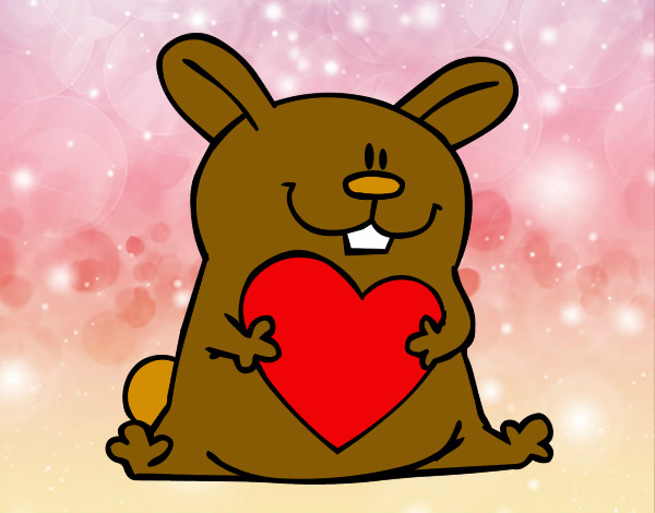 Disegno Coniglio con cuore pitturato su Love1D
