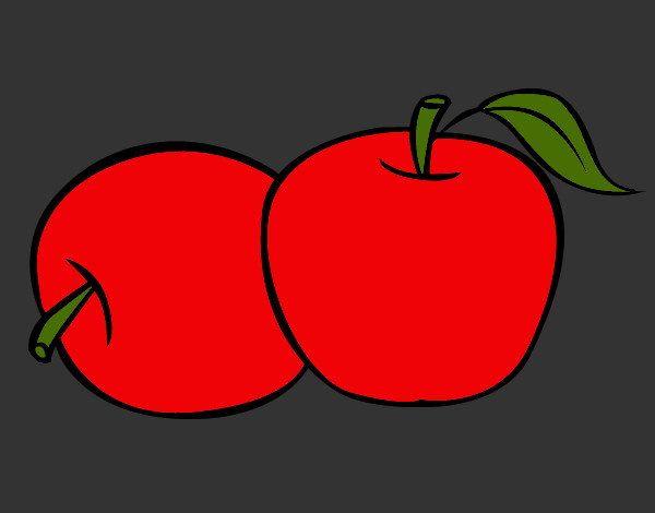 Disegno Due mele pitturato su marigenny