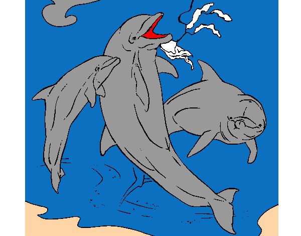 Disegno Delfini che giocano  pitturato su martina_93