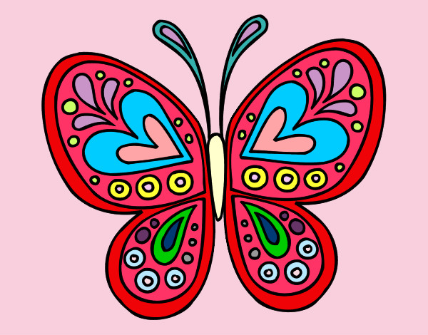 Disegno Mandala farfalla pitturato su Rossanina