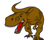 Disegno Tyrannosaurus Rex arrabbiata pitturato su Luca
