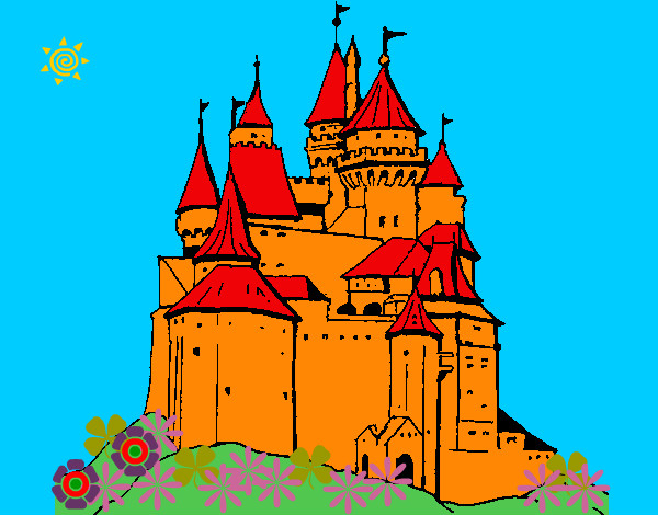 Disegno Castello medievale  pitturato su angelo99