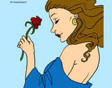 Disegno Principessa con una rosa pitturato su Bianca03