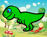 Disegno Giovane Tirannosauro rex pitturato su vegekuo