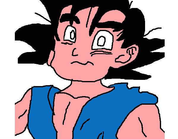 Disegno Goku pitturato su vegekuo