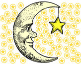 Disegno Luna e stelle  pitturato su aless