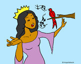 Disegno Principessa che canta pitturato su aless