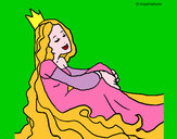 Disegno Principessa rilassata  pitturato su rosmeri