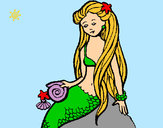 Disegno Sirena con la conchiglia  pitturato su marti625