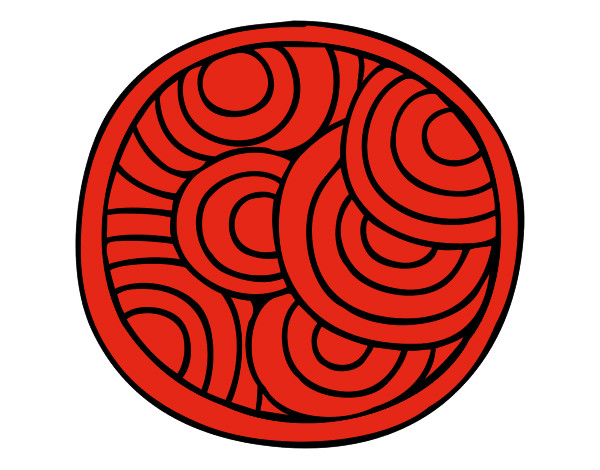 Disegno Mandala rotondo pitturato su pietroc