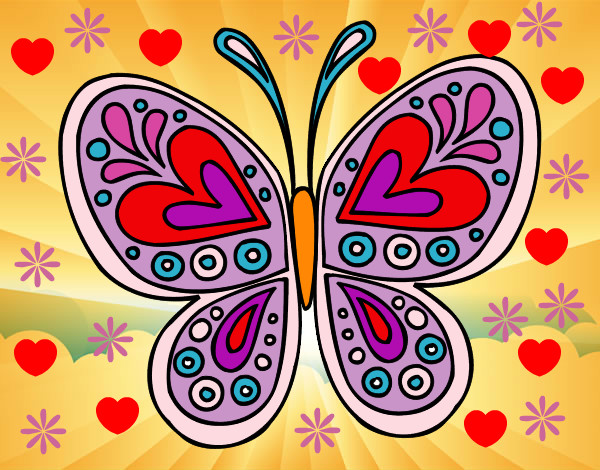 Disegno Mandala farfalla pitturato su MariaManu