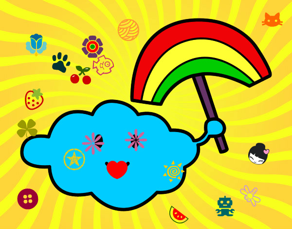 Disegno Nube con arcobaleno pitturato su MATTIA2009
