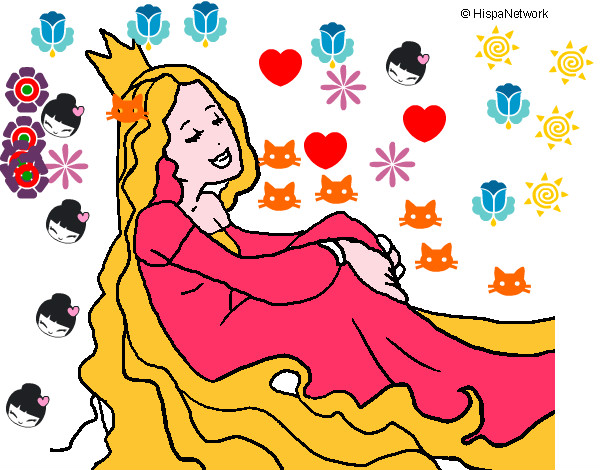 Disegno Principessa rilassata  pitturato su samuelgiul