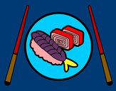Disegno Piastra di Sushi pitturato su pasqualacc
