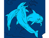 Disegno Delfini che giocano  pitturato su GinVic