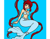 Disegno Sirena con le perle  pitturato su GinVic